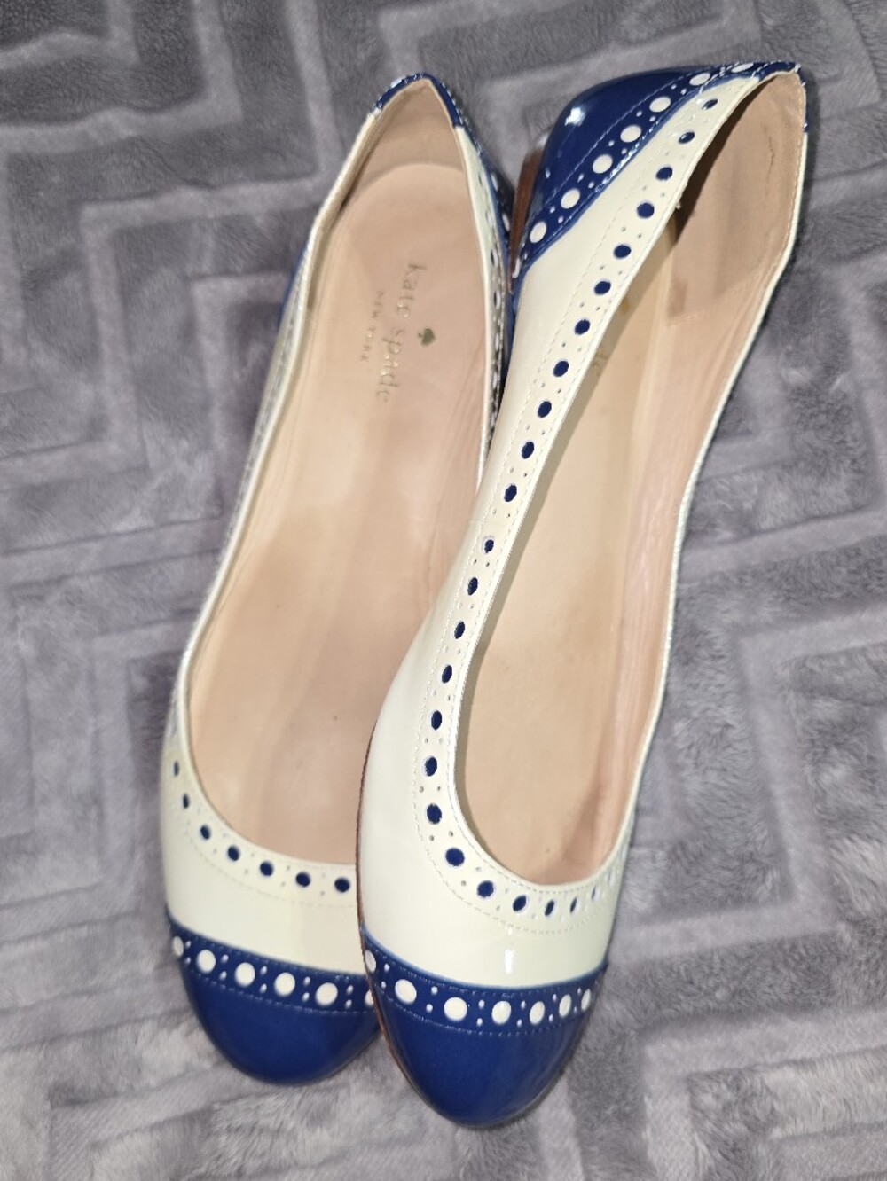 Kate Spade New York Perforated Leather Spectator Wingtip Ballet Flats